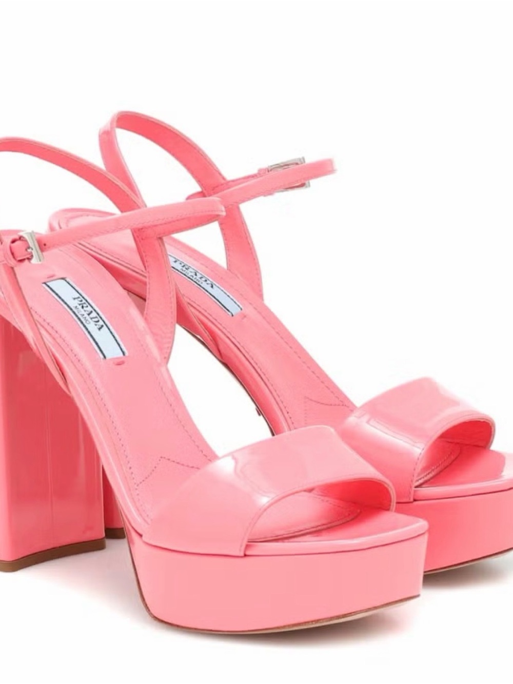 Prada Pink Patent Platform Sandals